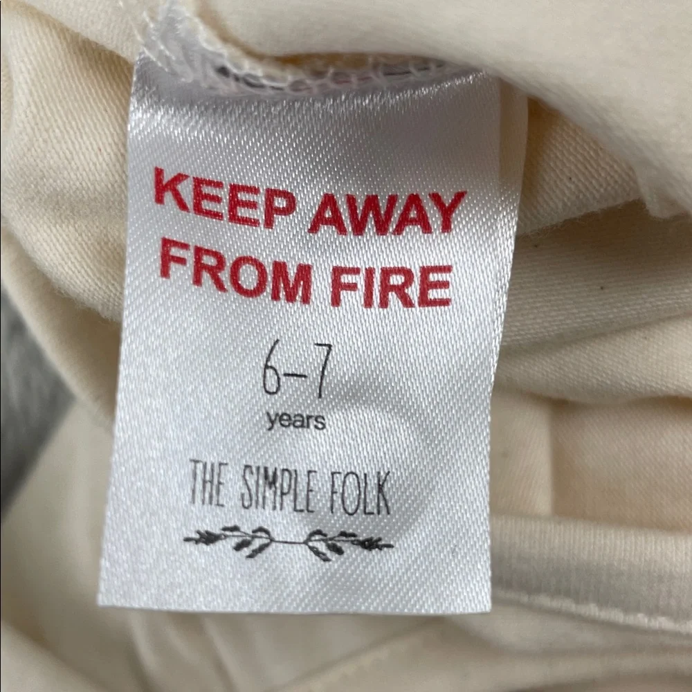 NEW‎ The Simple Folk 6-7 Organic Cotton Cream The Free Range Playsuit Jumpsuit